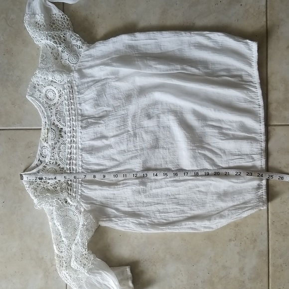 INDIGO ROSE Peasant Boho White Crochet Lace Blouse Size S - Picture 10 of 11